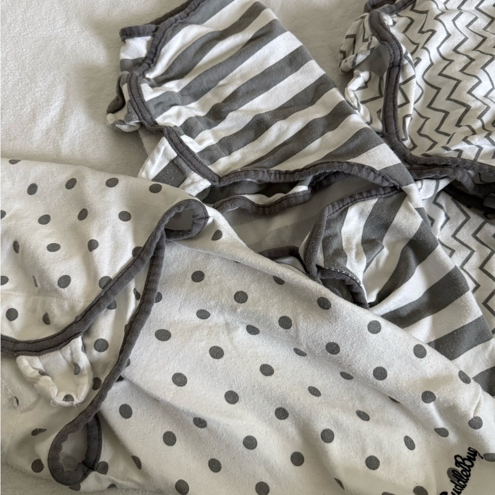 Gray & White Polka Dot and Stripe Baby Swaddle Set
